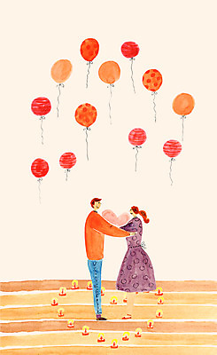 전신 PSD 커플 여자 남자 프로포즈 일러스트 초 사랑 두명 하트 풍선 국내일러스트 모양 감정 관계 사람 파일형식