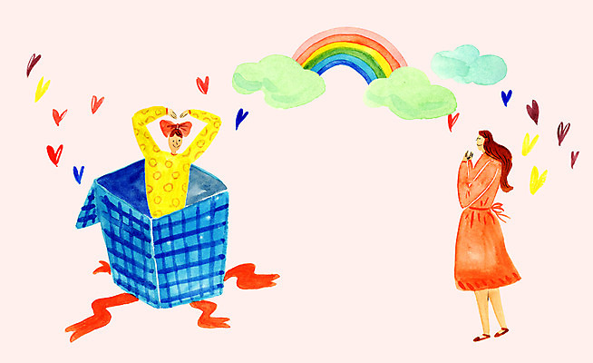 전신 PSD 구름 커플 여자 남자 무지개 프로포즈 일러스트 선물 사랑 상반신 두명 선물상자 하트 손하트 국내일러스트 자연요소 모양 감정 관계 사람 손짓 상자 파일형식