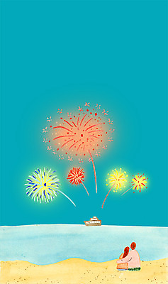 PSD 커플 여자 남자 바다 일러스트 포옹 불꽃놀이 사랑 앉기 두명 선박 국내일러스트 감정 수상교통 관계 안기 모션 놀이 사람 파일형식