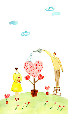 전신 PSD 구름 커플 여자 남자 화분 일러스트 사랑 두명 물뿌리개 하트 하트꽃 국내일러스트 자연요소 모양 꽃 감정 관계 사람 파일형식