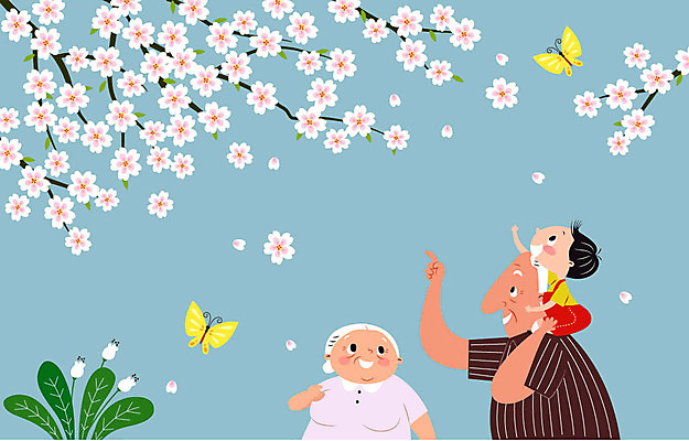 식물 여자 할아버지 노년 남자 꽃잎 할머니 어린이 나비 일러스트 손자 상반신 야외 세명 실버라이프 노부부 봄 벚꽃 목마 손주 즐거움 낙화 벚꽃축제 국내일러스트 AI파일 라이프스타일 부부 계절 꽃 감정 곤충 가족 사람 성인 축제 꽃축제 파일형식 벡터