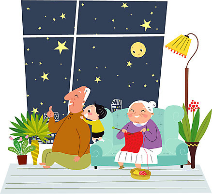 전신 식물 여자 할아버지 노년 남자 별 화분 할머니 어린이 일러스트 창문 손자 조명 실내 건물 세명 실버라이프 소파 바구니 노부부 화목 달 스탠드 마사지 뜨개질 털실 야간 즐거움 국내일러스트 AI파일 자연요소 라이프스타일 건축물 부부 감정 컨셉 의자 사람 성인 취미 내부 실 손주 파일형식 벡터