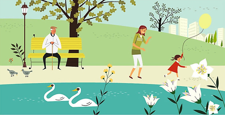 전신 나무 공원 여자 할아버지 노년 남자 꽃 딸 호수 여유 어린이 가로등 벤치 일러스트 엄마 휴식 성인 건물 세명 실버라이프 산책 비둘기 백조 풍선 이웃 한가함 국내일러스트 AI파일 식물 라이프스타일 건축물 공공시설 감정 컨셉 의자 가족 조류 사람 파일형식 벡터