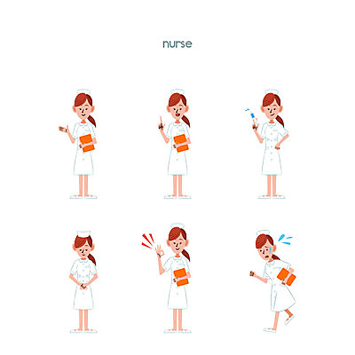 전신 클립아트 직업 캐릭터 여자 포즈 일러스트 안내 직업캐릭터 주사기 손짓 여러명 성인 세트 간호사 인사 OK 바쁨 여자만 일러캐릭터 AI파일 다수 의료기기 모션 사람 의료진 예절 파일형식 벡터
