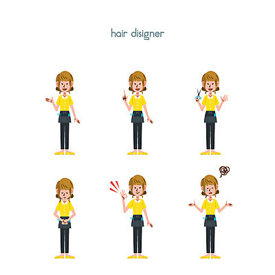 전신 클립아트 직업 캐릭터 여자 일러스트 안내 직업캐릭터 들기 여러명 성인 가리킴 인사 OK 미용사 곤란 미용가위 여자만 일러캐릭터 AI파일 다수 모션 가위_도구 사람 손짓 예절 미용용품 파일형식 벡터