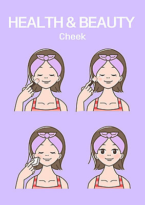 클립아트 여자 일러스트 여러명 상반신 성인 화장 뷰티 볼터치 퍼프 브러쉬빗 여자만 국내일러스트 AI파일 다수 사람 파일형식 벡터