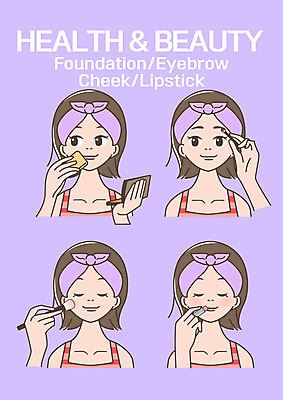 클립아트 여자 일러스트 여러명 상반신 성인 화장 뷰티 립스틱 눈썹 볼터치 파운데이션 여자만 국내일러스트 AI파일 얼굴 다수 사람 화장품 파일형식 벡터