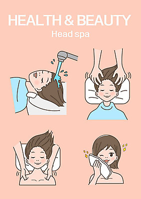 클립아트 여자 일러스트 여러명 상반신 성인 뷰티 머리 스파 두피마사지 여자만 국내일러스트 AI파일 다수 사람 신체부위 마사지 파일형식 벡터