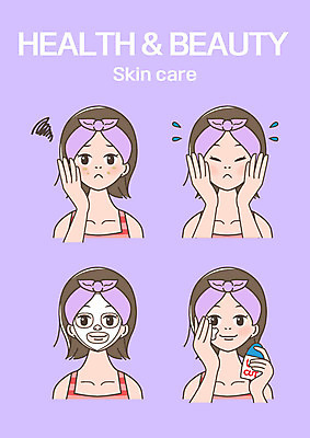 클립아트 여자 일러스트 여러명 상반신 성인 신체부위 피부관리 스킨 스킨케어 마스크팩 여자만 국내일러스트 AI파일 다수 사람 뷰티 팩 파일형식 벡터