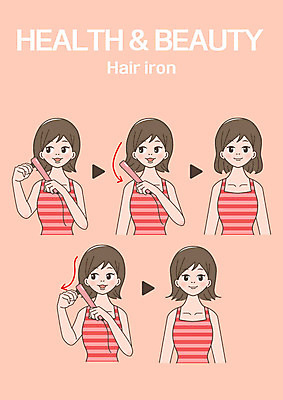 클립아트 여자 일러스트 여러명 상반신 성인 신체부위 뷰티 머리손질 고데기 여자만 국내일러스트 AI파일 다수 사람 헤어용품 파일형식 벡터