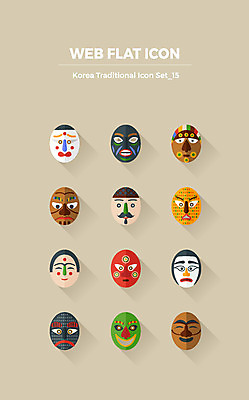 아이콘 한국전통 사람없음 세트 플랫아이콘 탈 웹아이콘 민속 하회탈 각시탈 양반탈 웹엘리먼트 2D아이콘 AI파일 전통 한국 가면 전통탈 엘리먼트 파일형식 벡터