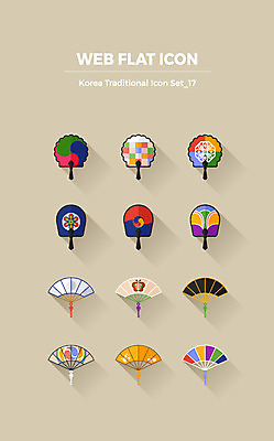 아이콘 한국전통 세트 부채 플랫아이콘 태극 웹아이콘 태극선 전통부채 웹엘리먼트 2D아이콘 AI파일 전통 문양 한국 엘리먼트 파일형식 벡터