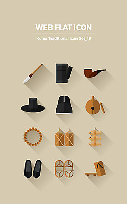 아이콘 한국전통 팔찌 사람없음 세트 붓 먹 플랫아이콘 고무신 웹아이콘 목탁 벼루 메주 나막신 담뱃대 관모 설피 웹엘리먼트 조기_생선 2D아이콘 AI파일 갓모자 모자_잡화 전통 신발 장신구 서예 전통소품 한국 담배 어류 불교용품 엘리먼트 파일형식 벡터