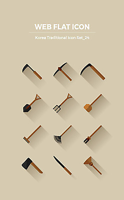 아이콘 한국전통 세트 빗자루 삽 플랫아이콘 웹아이콘 도끼 낫 갈퀴 고무래 괭이 쇠스랑 웹엘리먼트 호미 2D아이콘 AI파일 전통 한국 농기구 청소도구 엘리먼트 파일형식 벡터