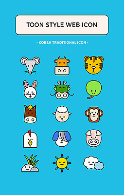 구름 아이콘 한국전통 사람없음 세트 태양 십이지신 용 원숭이 토끼 닭 양 말_동물 돼지 뱀 호랑이 소 개 쥐 웹아이콘 카툰스타일 웹엘리먼트 2D아이콘 AI파일 자연요소 전통 포유류 파충류 조류 한국 반려동물 설치류 엘리먼트 파일형식 벡터