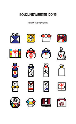 아이콘 한국전통 리본 복주머니 사람없음 선물상자 세트 라인아이콘 웹아이콘 데킬라선라이즈 웹엘리먼트 볼드라인 2D아이콘 AI파일 전통 전통소품 한국 선물 상자 엘리먼트 파일형식 벡터