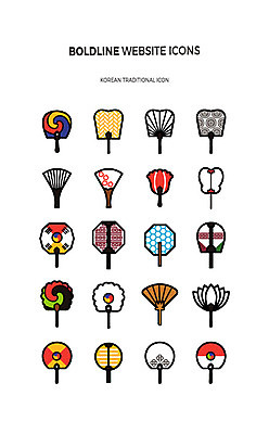 아이콘 한국전통 무늬 연꽃 사람없음 세트 부채 라인아이콘 태극 웹아이콘 태극선 웹엘리먼트 볼드라인 2D아이콘 AI파일 전통 문양 꽃 한국 전통부채 엘리먼트 파일형식 벡터