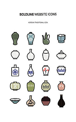 아이콘 한국전통 주전자 사람없음 세트 도자기 라인아이콘 웹아이콘 백자 분청사기 웹엘리먼트 청자 볼드라인 2D아이콘 AI파일 전통 주방용품 한국 엘리먼트 파일형식 벡터