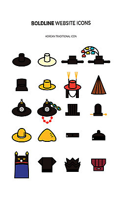 아이콘 한국전통 사람없음 세트 라인아이콘 웹아이콘 삿갓 어사화 웹엘리먼트 전립 정자관 패랭이 흑립 백립 볼드라인 2D아이콘 AI파일 갓모자 모자_잡화 전통 꽃 전통소품 한국 갓_모자 엘리먼트 파일형식 벡터