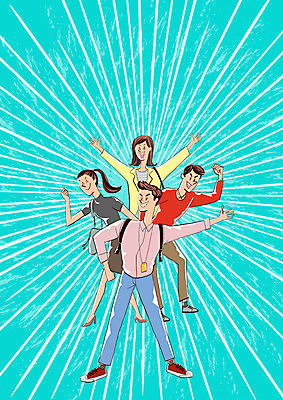 전신 PSD 여자 남자 대학생 일러스트 졸업생 여러명 성인 구직 자신감 취업준비생 열정 패기 국내일러스트 학생 감정 다수 컨셉 졸업 사람 파일형식