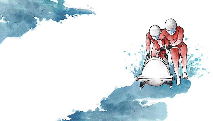 전신 PSD 남자 겨울 일러스트 캘리그라피 동계올림픽 경기 성인 두명 국가대표 봅슬레이 봅슬레이선수 평창 평창동계올림픽 국내일러스트 계절 스포츠 올림픽 겨울스포츠 운동선수 사람 강원도 파일형식