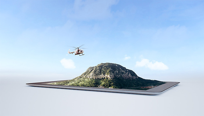 PSD 편집이미지 산 사람없음 그래픽 태블릿 제주도 3D 헬리콥터 디지털합성 합성 가상현실 VR기기 편집3D 비행기 한국 전자제품 스마트기기 기계 파일형식