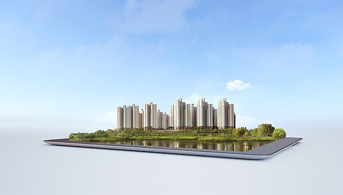 PSD 편집이미지 공원 부동산 아파트 사람없음 그래픽 강 태블릿 3D 디지털합성 합성 분양 가상현실 VR기기 편집3D 공공시설 주택 전자제품 스마트기기 기계 재산 파일형식