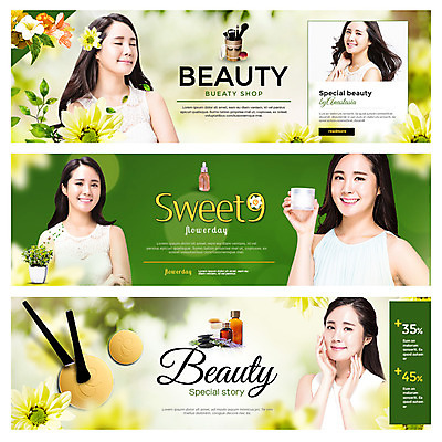 PSD 템플릿 여자 꽃 화분 웹템플릿 여러명 20대 성인 뷰티 화장품 한국인 미용용품 향수 메이크업브러쉬 이벤트배너 의료성형뷰티 웹배너 성인여자만 이미지템플릿 식물 배너 다수 사람 동양인 청년 붓 오브젝트 여자만 성인만 파일형식
