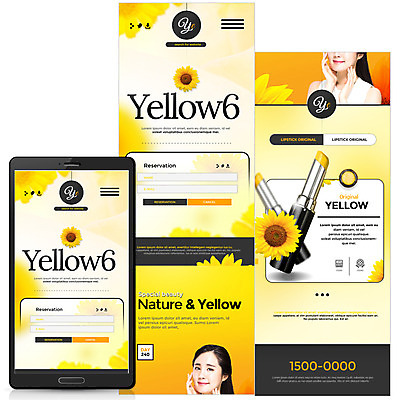 PSD 템플릿 여자 꽃 웹템플릿 모바일 해바라기 20대 성인 두명 스마트폰 뷰티 노란색 화장품 한국인 립스틱 모바일템플릿 모바일웹 의료성형뷰티 성인여자만 이미지템플릿 식물 컬러 사람 동양인 청년 핸드폰 스마트기기 여자만 성인만 파일형식