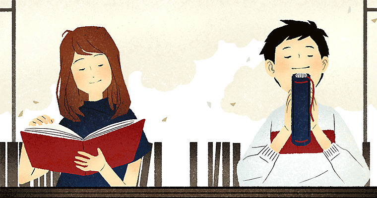 PSD 여자 남자 일러스트 청소년 들기 앉기 상반신 두명 10대 책 독서 도서관 감성 국내일러스트 교육 컨셉 모션 사람 파일형식