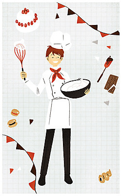 전신 PSD 남자 일러스트 청소년 한명 10대 케이크 초콜릿 제빵 거품기 감성 마카롱 가랜드 소라빵 스패출라 국내일러스트 1 빵 컨셉 주방용품 디저트 사람 제과제빵 파티용품 파일형식