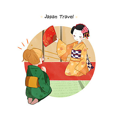 전신 PSD 외국인 백인 여자 여행 일러스트 앉기 성인 두명 일본 기모노 일본인 다다미방 국내일러스트 서양인 아시아 모션 사람 동양인 인종 일본전통의상 파일형식