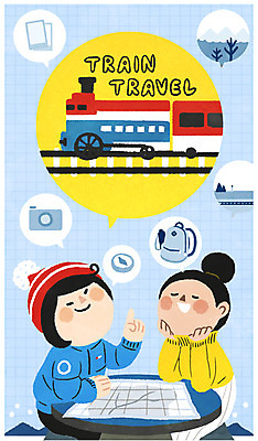 PSD 여자 여행 말풍선 지도 겨울 가방 일러스트 상상 상반신 성인 두명 친구 기차 선택 계획 나침반 즐거움 기차여행 국내일러스트 잡화 계절 감정 육상교통 컨셉 관계 대중교통 사람 파일형식