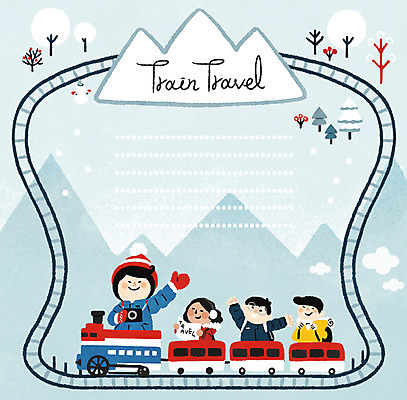 PSD 나무 여자 남자 여행 겨울 일러스트 프레임 여러명 상반신 성인 친구 기찻길 기차 편지지 기차여행 프레임일러스트 철도의날 국내일러스트 식물 계절 육상교통 다수 관계 대중교통 사람 편지 파일형식 법정기념일