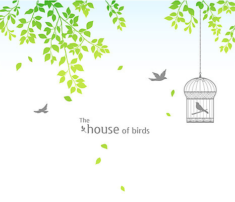 나무 실루엣 일러스트 자연 조류 나뭇잎 사람없음 초록색 여름 새장 싱그러움 국내일러스트 AI파일 식물 동물 계절 컬러 잎 촬영기법 생태계 케이지 파일형식 벡터