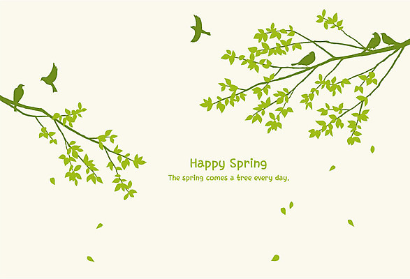 나무 실루엣 여러마리 일러스트 자연 조류 나뭇잎 사람없음 초록색 봄 나뭇가지 국내일러스트 AI파일 식물 동물 계절 컬러 다수 잎 촬영기법 생태계 파일형식 벡터