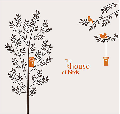 나무 두마리 일러스트 자연 조류 나뭇잎 사람없음 둥지 국내일러스트 AI파일 식물 동물 잎 2 생태계 파일형식 벡터