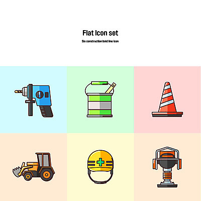 아이콘 건축 공사 사람없음 세트 안전모 굴착기 드릴 플랫아이콘 도료 칼라콘 볼드라인 2D아이콘 AI파일 건설업 공구 중장비 헬멧 안전장비 라인아이콘 파일형식 벡터
