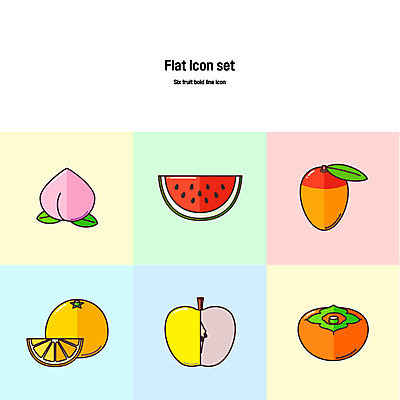아이콘 과일 수박 감 사람없음 세트 배 자몽 플랫아이콘 복숭아 망고 볼드라인 2D아이콘 AI파일 라인아이콘 열대과일 파일형식 벡터