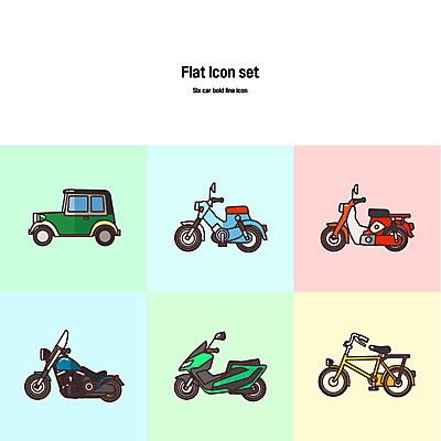 아이콘 자동차 사람없음 세트 자전거 오토바이 플랫아이콘 클래식카 볼드라인 2D아이콘 AI파일 육상교통 승용차 바이크 라인아이콘 파일형식 벡터