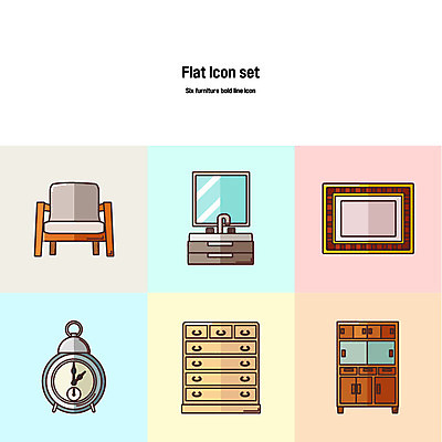 아이콘 시계 가구 액자 의자 사람없음 인테리어 세트 찬장 세면대 플랫아이콘 서랍장 볼드라인 2D아이콘 AI파일 디자인 생활용품 라인아이콘 파일형식 벡터