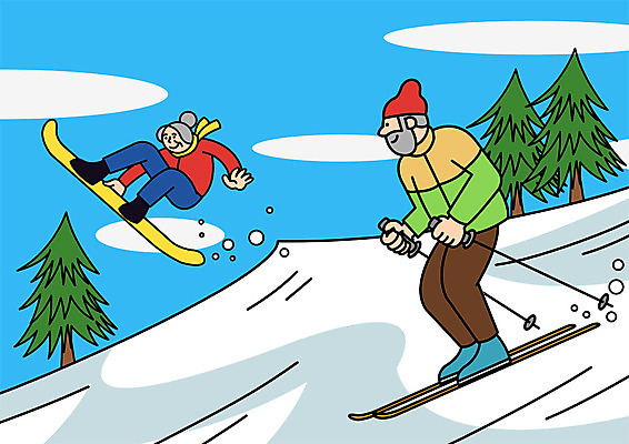 전신 PSD 나무 여자 할아버지 노년 남자 할머니 일러스트 스키 겨울스포츠 두명 실버라이프 스노우보드 국내일러스트 식물 라이프스타일 스포츠 사람 성인 보드_스포츠 파일형식