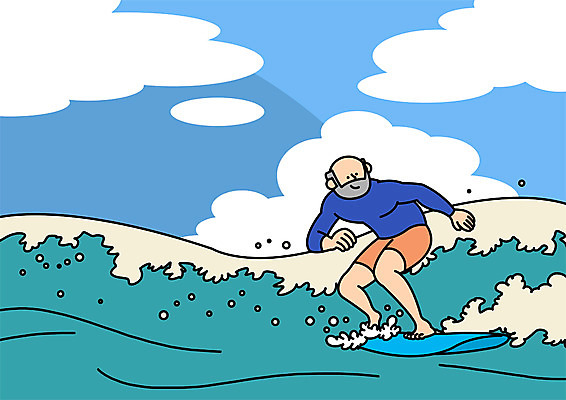 전신 PSD 할아버지 노년 남자 파도 바다 일러스트 한명 실버라이프 서핑 즐거움 국내일러스트 1 라이프스타일 감정 사람 성인 수상스포츠 파일형식