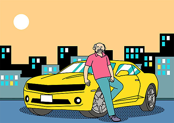 전신 PSD 할아버지 노년 남자 일러스트 한명 빌딩 실버라이프 기댐 도시 스포츠카 국내일러스트 1 라이프스타일 모션 자동차 사람 성인 건물 파일형식