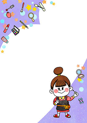 전신 PSD 여자 어린이 일러스트 프레임 한명 화장 꿈 거울 립스틱 붓 마스카라 매니큐어 파우더 장래희망 메이크업아티스트 아이섀도 프레임일러스트 국내일러스트 직업 1 사람 뷰티 화장품 파일형식
