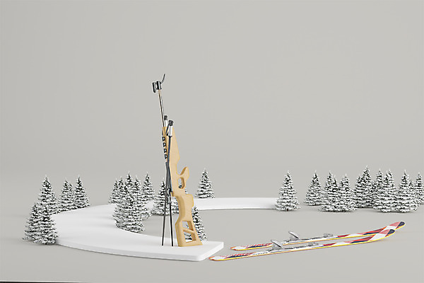 PSD 편집이미지 스포츠 겨울 스키 겨울스포츠 사람없음 그래픽 3D 총 디지털합성 사격 바이애슬론 크로스컨트리 편집3D 계절 무기 파일형식