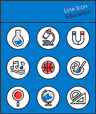 아이콘 교육 과학 음표 돋보기 농구공 현미경 사람없음 세트 지구본 팔레트 라인아이콘 시험관 삼각자 각도기 자석 2D아이콘 AI파일 기호 음악 공 문구용품 농구 자 실험기구 파일형식 벡터