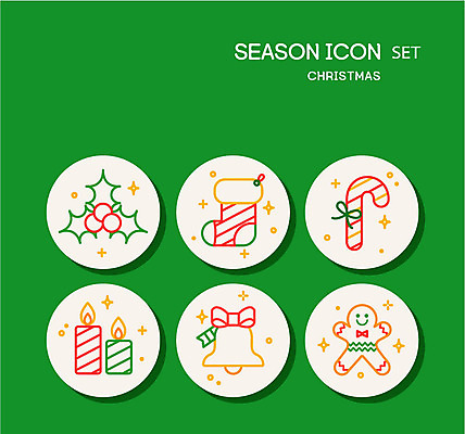 아이콘 크리스마스 초 지팡이 양말 사람없음 세트 쿠키 종 라인아이콘 크리스마스양말 2D아이콘 AI파일 기념일 크리스마스장식 디저트 파일형식 벡터