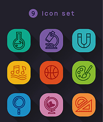 아이콘 교육 과학 음표 돋보기 농구공 현미경 사람없음 세트 지구본 팔레트 라인아이콘 시험관 삼각자 각도기 자석 2D아이콘 AI파일 기호 음악 공 문구용품 농구 자 실험기구 파일형식 벡터