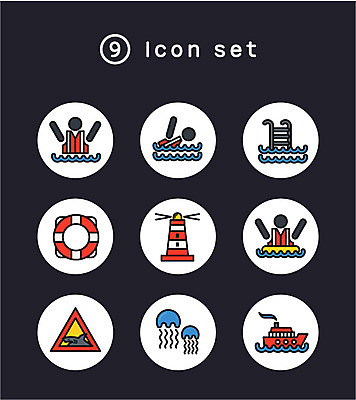 아이콘 사람모양 등대 사람없음 세트 수영 배 라인아이콘 상어 구명조끼 튜브 해파리 구조요청 2D아이콘 AI파일 모양 과일 어류 수상스포츠 구출 자포동물 구조용품 파일형식 벡터